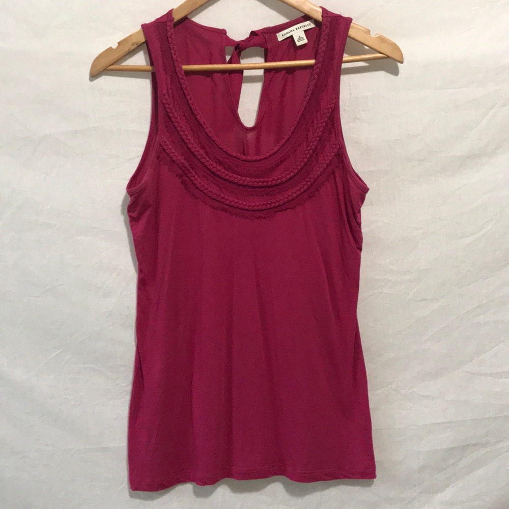 EUC Banana Republic Pink Tank with braided detail
